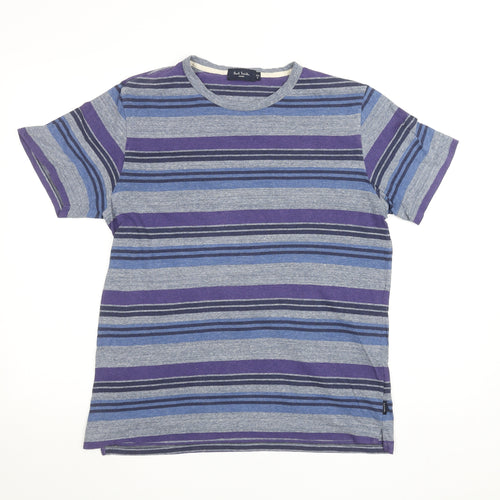 Paul Smith Jeans Men's Grey Blue Striped Crew Neck T-Shirt M
