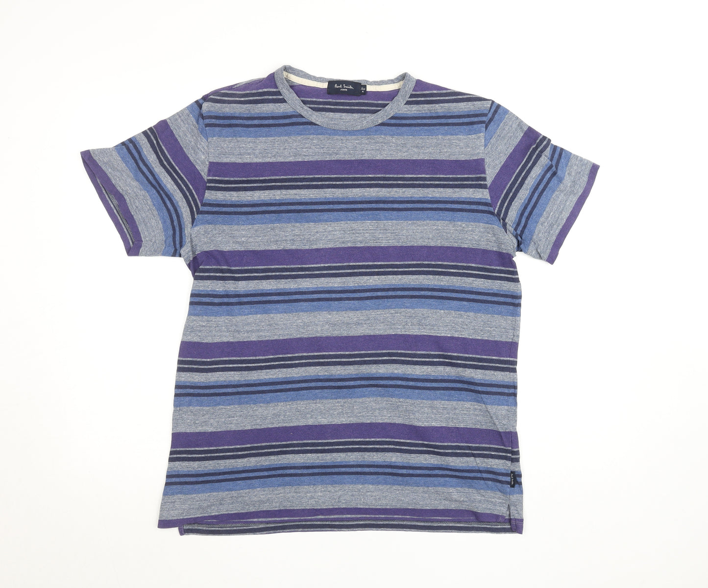 Paul Smith Jeans Men's Grey Blue Striped Crew Neck T-Shirt M