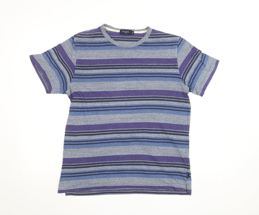 Paul Smith Jeans Men's Grey Blue Striped Crew Neck T-Shirt M