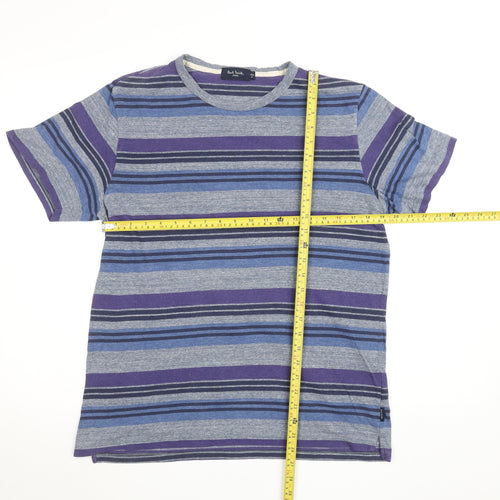 Paul Smith Jeans Men's Grey Blue Striped Crew Neck T-Shirt M