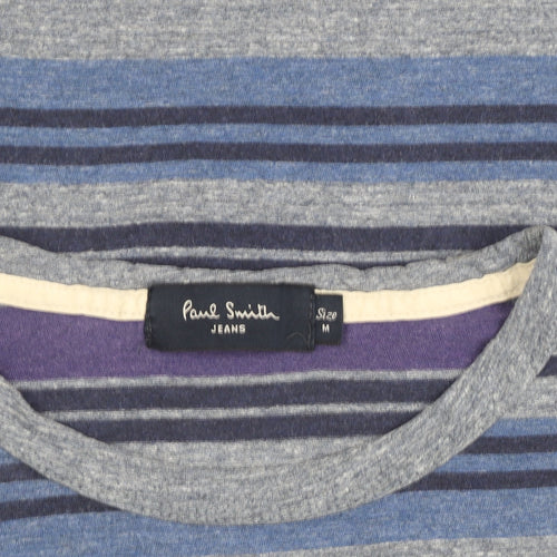 Paul Smith Jeans Men's Grey Blue Striped Crew Neck T-Shirt M