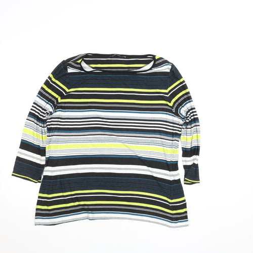 Marks and Spencer Women's Multicoloured Striped 3/4 Sleeve Jersey Top Size 18