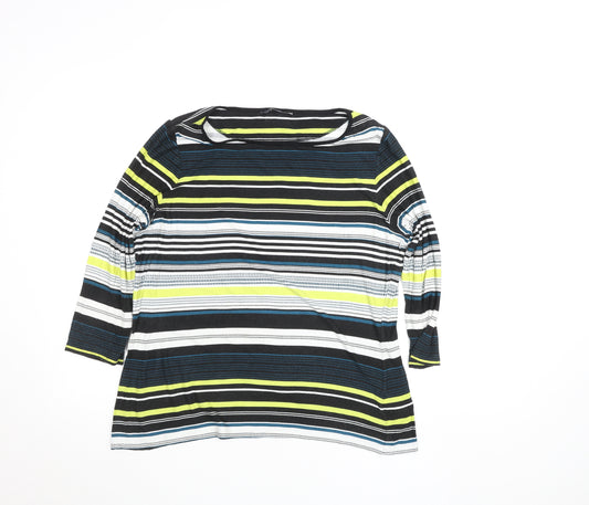 Marks and Spencer Women's Multicoloured Striped 3/4 Sleeve Jersey Top Size 18
