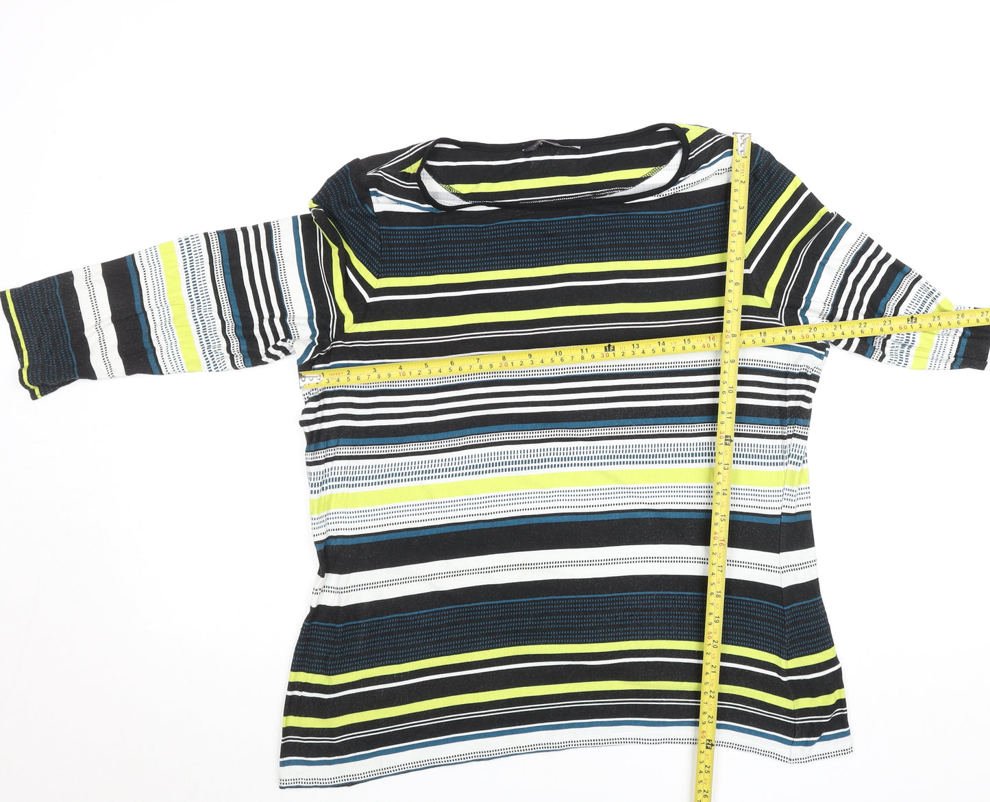 Marks and Spencer Women's Multicoloured Striped 3/4 Sleeve Jersey Top Size 18