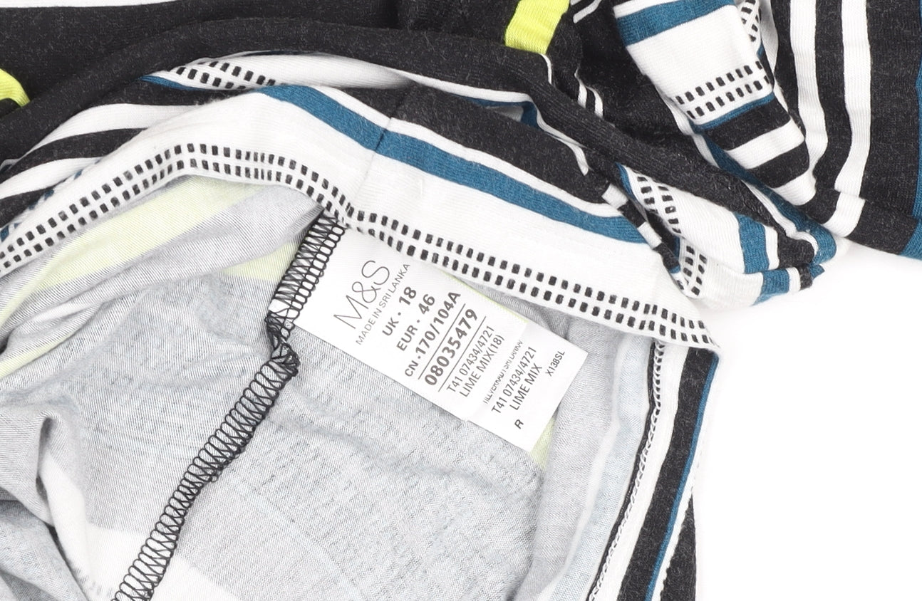 Marks and Spencer Women's Multicoloured Striped 3/4 Sleeve Jersey Top Size 18