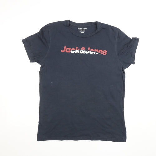 Jack & Jones Originals Men's Black Cotton Graphic T-Shirt Size M