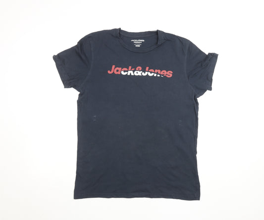 Jack & Jones Originals Men's Black Cotton Graphic T-Shirt Size M