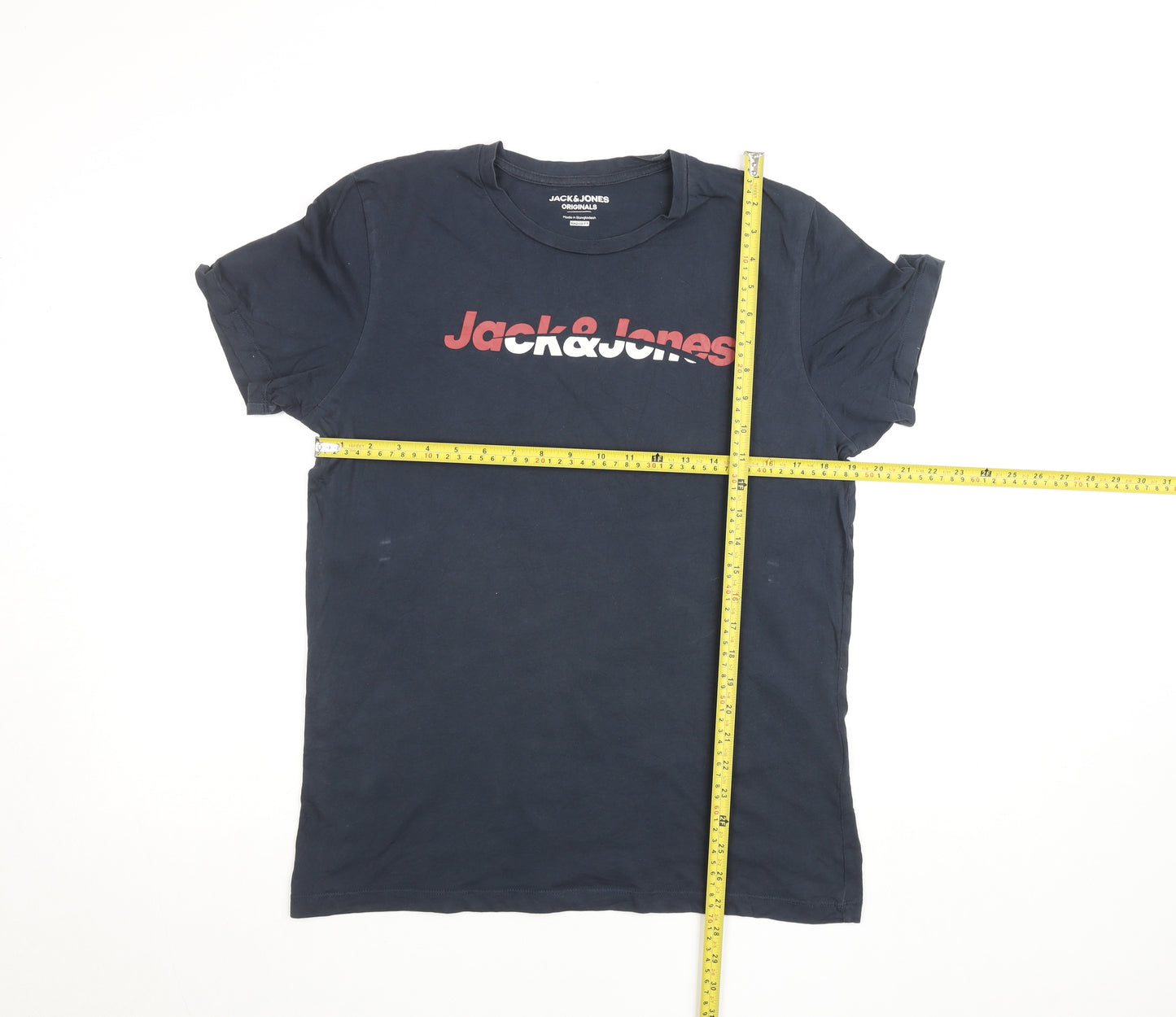 Jack & Jones Originals Men's Black Cotton Graphic T-Shirt Size M