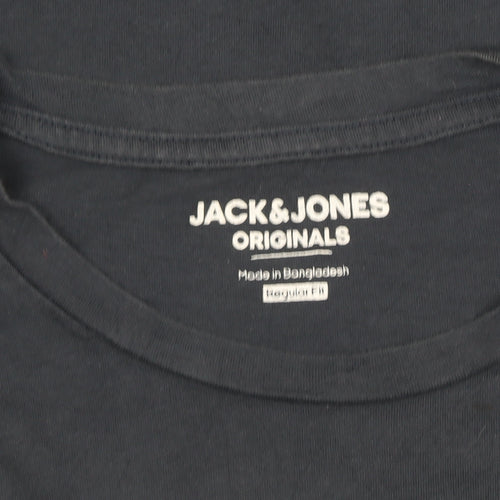 Jack & Jones Originals Men's Black Cotton Graphic T-Shirt Size M
