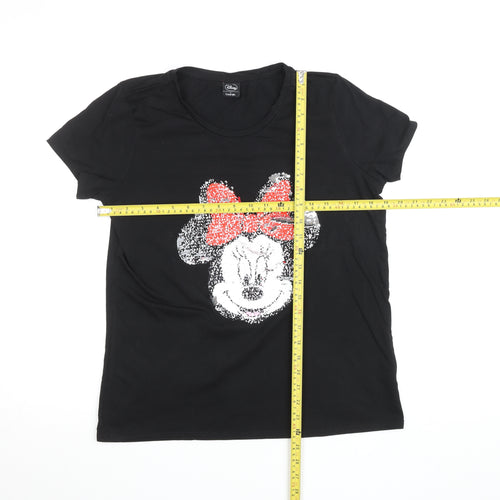 Disney at George Womens Black Minnie Mouse Sequin T-Shirt UK 14