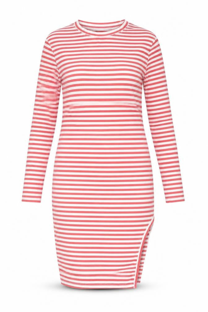 Missguided Women’s Red Striped Bodycon Jersey Dress Size 10