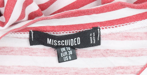 Missguided Women’s Red Striped Bodycon Jersey Dress Size 10