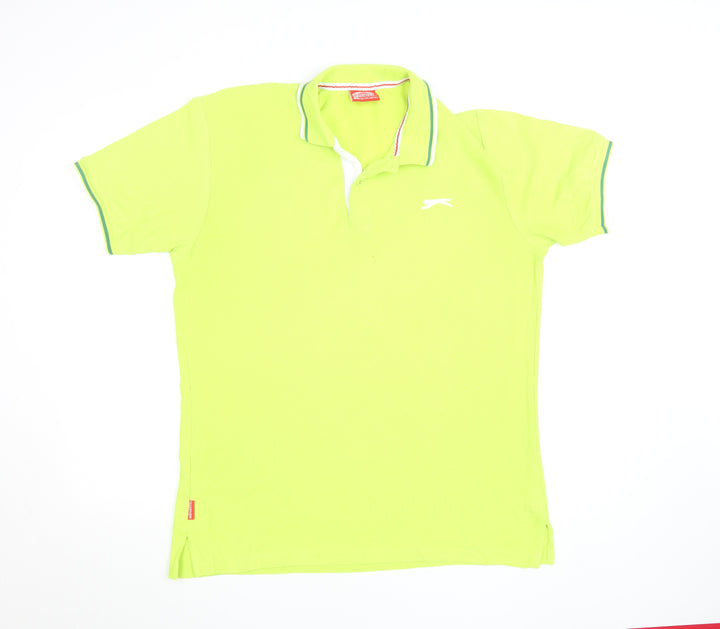Slazenger Men's Green Cotton Polo Shirt Size M Short Sleeve Sports Top