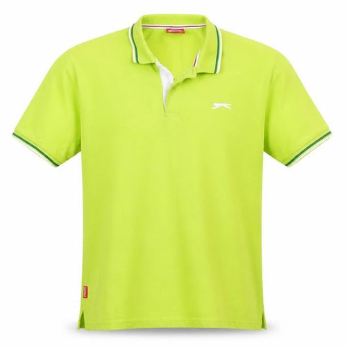 Slazenger Men's Green Cotton Polo Shirt Size M Short Sleeve Sports Top