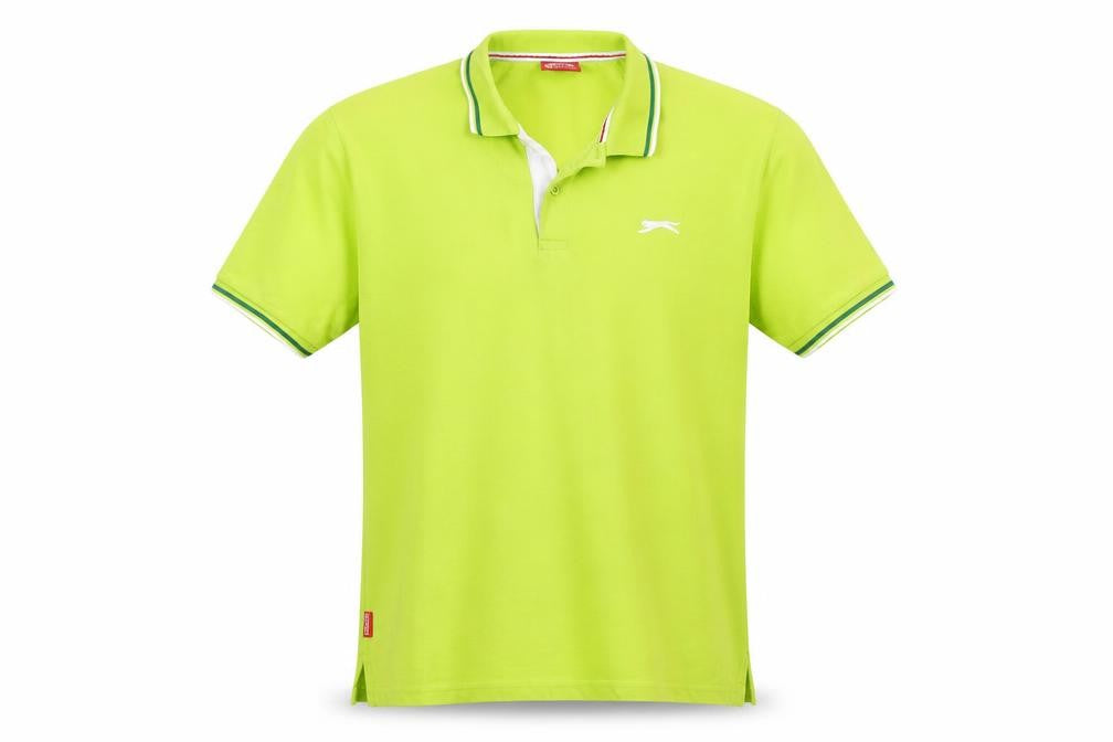Slazenger Men's Green Cotton Polo Shirt Size M Short Sleeve Sports Top