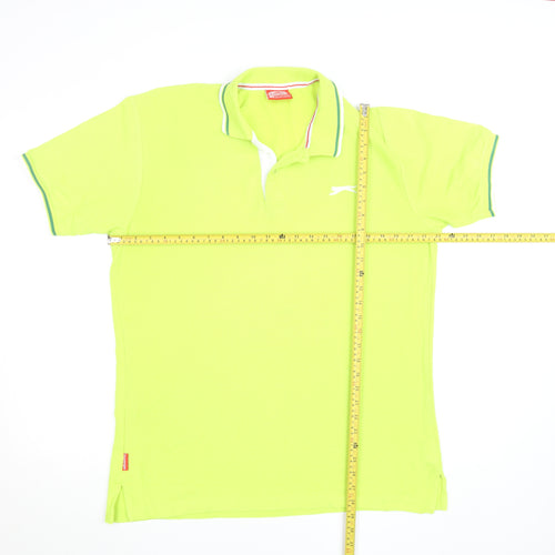 Slazenger Men's Green Cotton Polo Shirt Size M Short Sleeve Sports Top