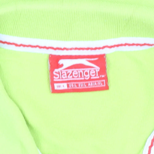Slazenger Men's Green Cotton Polo Shirt Size M Short Sleeve Sports Top