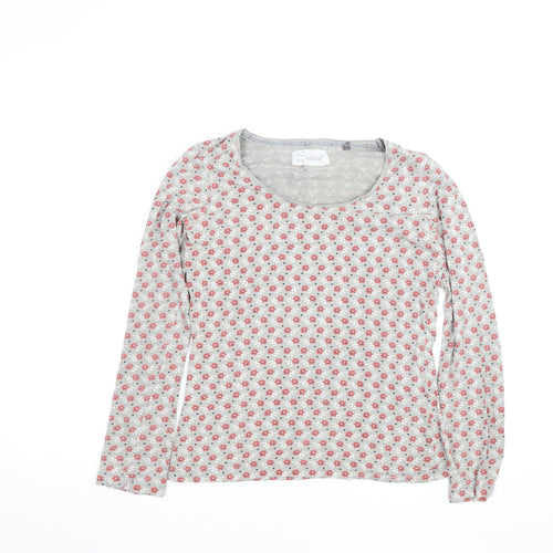 Seasalt Women’s Grey Floral Long Sleeve Cotton Jersey Top Size 8