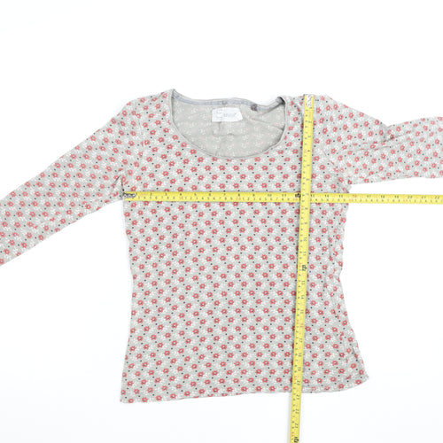 Seasalt Women’s Grey Floral Long Sleeve Cotton Jersey Top Size 8
