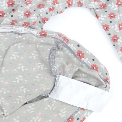 Seasalt Women’s Grey Floral Long Sleeve Cotton Jersey Top Size 8