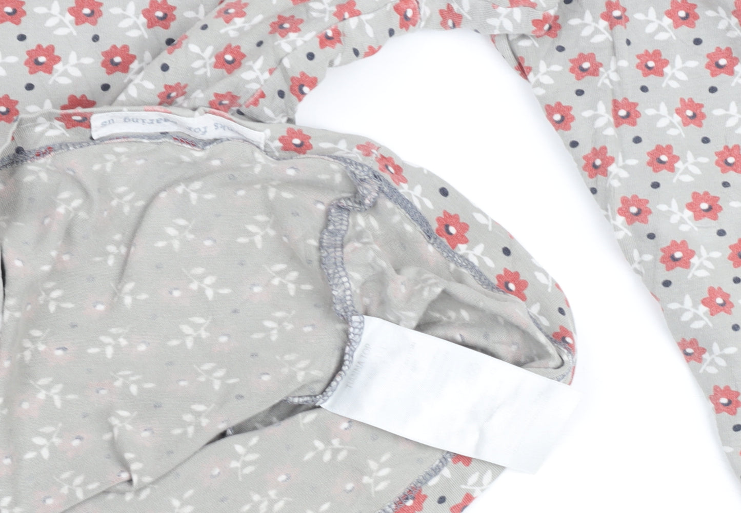 Seasalt Women’s Grey Floral Long Sleeve Cotton Jersey Top Size 8