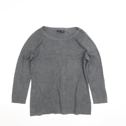 Lands' End Women's Grey Wool Blend Long Sleeve Basic Jumper Size S