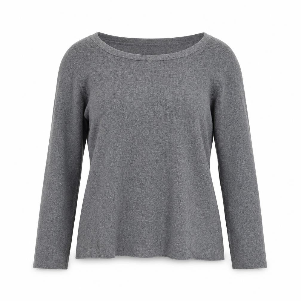 Front view of Lands' End Women's Grey Wool Blend Long Sleeve Basic Jumper, size S