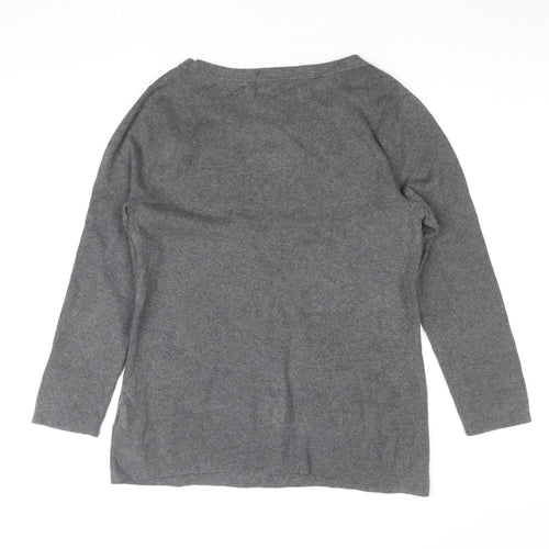 Lands' End Women's Grey Wool Blend Long Sleeve Basic Jumper Size S