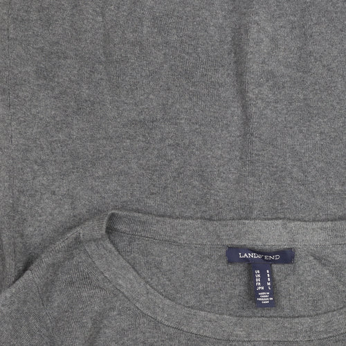 Lands' End Women's Grey Wool Blend Long Sleeve Basic Jumper Size S