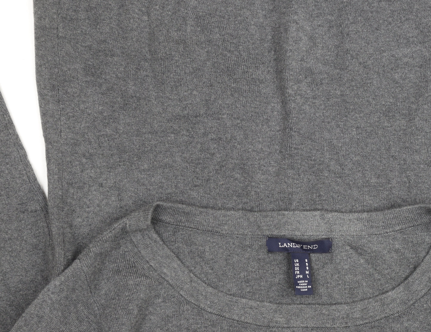 Lands' End Women's Grey Wool Blend Long Sleeve Basic Jumper Size S
