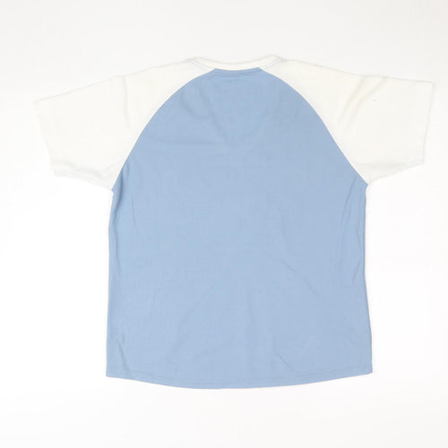 Peter Storm Women's Blue White V-Neck Colourblock T-Shirt Medium