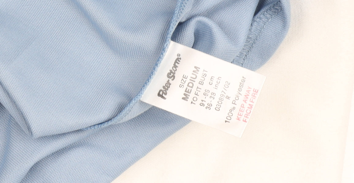 Peter Storm Women's Blue White V-Neck Colourblock T-Shirt Medium