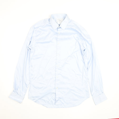 T.M.Lewin Men’s Blue Slim Fit Long Sleeve Cotton Button-Up Shirt 15.5”