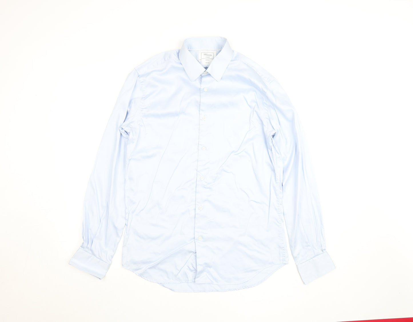 T.M.Lewin Men’s Blue Slim Fit Long Sleeve Cotton Button-Up Shirt 15.5”