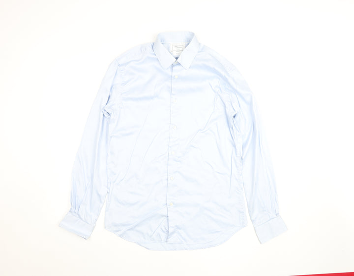T.M.Lewin Men’s Blue Slim Fit Long Sleeve Cotton Button-Up Shirt 15.5”