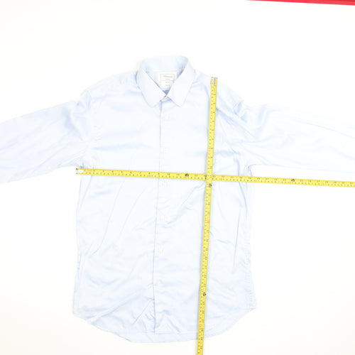 T.M.Lewin Men’s Blue Slim Fit Long Sleeve Cotton Button-Up Shirt 15.5”