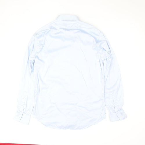 T.M.Lewin Men’s Blue Slim Fit Long Sleeve Cotton Button-Up Shirt 15.5”