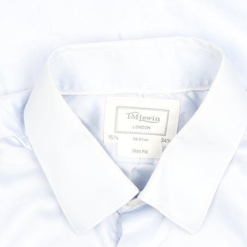 T.M.Lewin Men’s Blue Slim Fit Long Sleeve Cotton Button-Up Shirt 15.5”