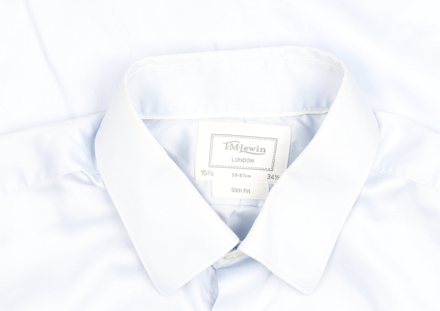 T.M.Lewin Men’s Blue Slim Fit Long Sleeve Cotton Button-Up Shirt 15.5”
