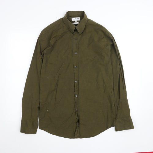 Jeff Banks Men's Green Slim Fit Long Sleeve Button-Up Shirt Size M