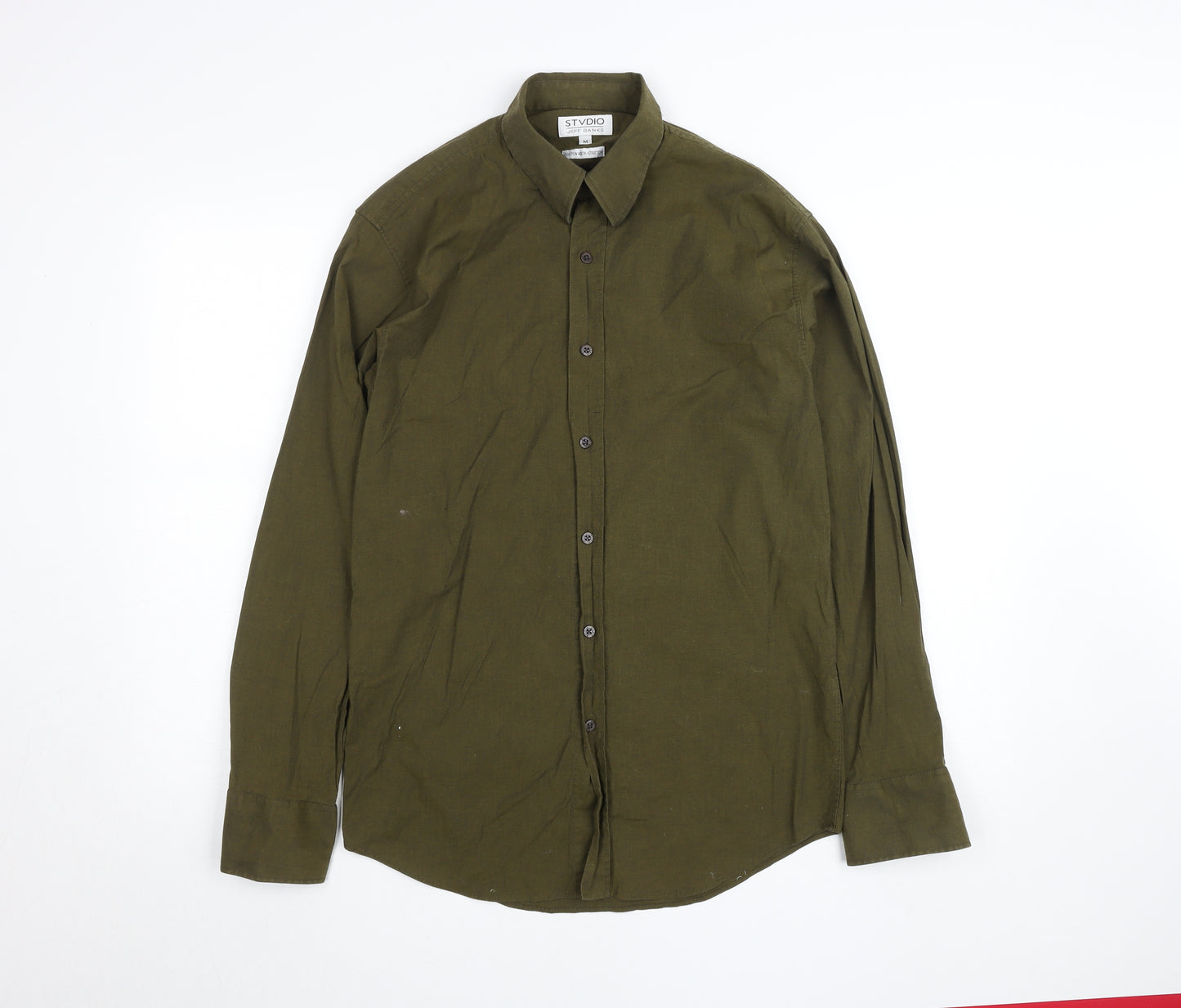 Jeff Banks Men's Green Slim Fit Long Sleeve Button-Up Shirt Size M