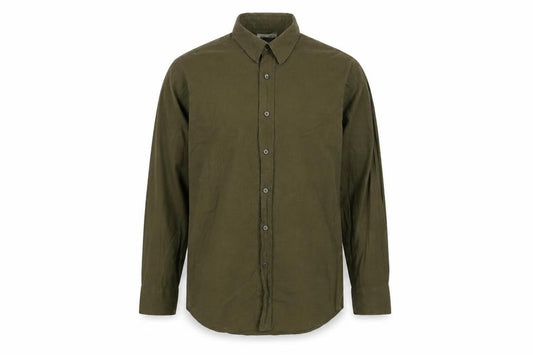 Front view of Jeff Banks Men's Green Slim Fit Long Sleeve Button-Up Shirt, size M