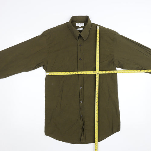 Jeff Banks Men's Green Slim Fit Long Sleeve Button-Up Shirt Size M