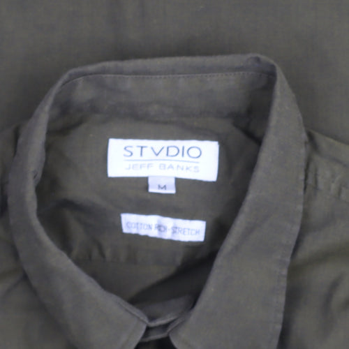 Jeff Banks Men's Green Slim Fit Long Sleeve Button-Up Shirt Size M
