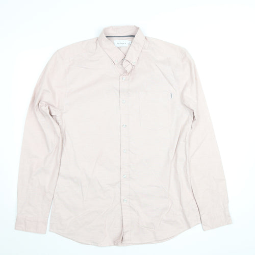 Topman Men's Beige Slim Fit Long Sleeve Button-Up Shirt L