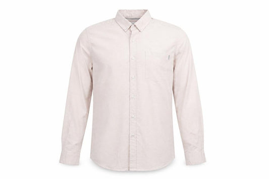 Front view of Topman Men's Beige Slim Fit Long Sleeve Button-Up Shirt L