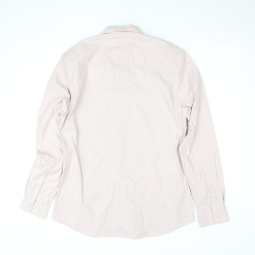 Topman Men's Beige Slim Fit Long Sleeve Button-Up Shirt L