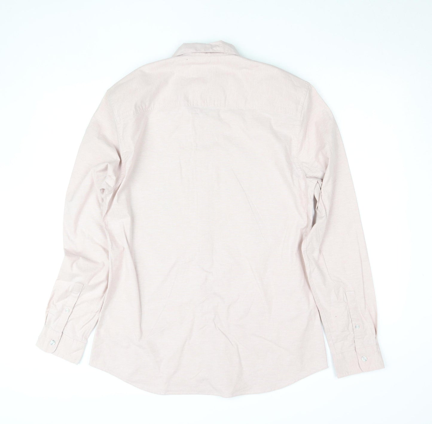 Topman Men's Beige Slim Fit Long Sleeve Button-Up Shirt L