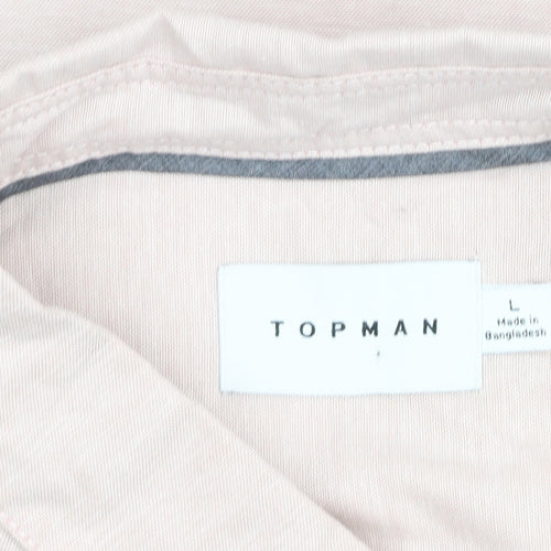 Topman Men's Beige Slim Fit Long Sleeve Button-Up Shirt L