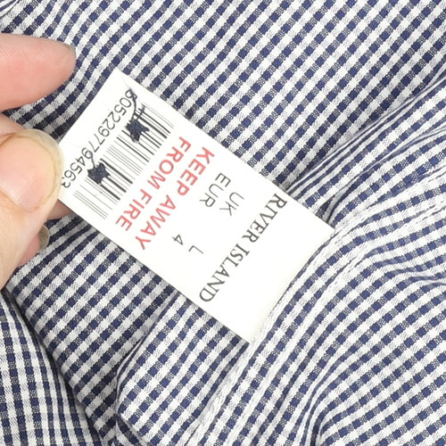 River Island Men's Blue Check Slim Fit Long Sleeve Shirt L